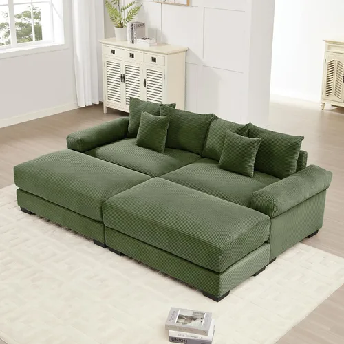 Miniatura 64 de Sofá modular de gran tamaño de 117.3 pulgadas, sofás modulares grandes de pana para sala de estar, sofás de 3 plazas, moderno juego de sofá de Blanco