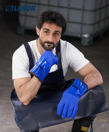 Miniatura 7 de LANON Guantes de Trabajo Pesado con Revestimiento de PVC a Prueba de Frío, Guantes de Trabajo Cálidos Impermeables para Trabajo en Congelador
