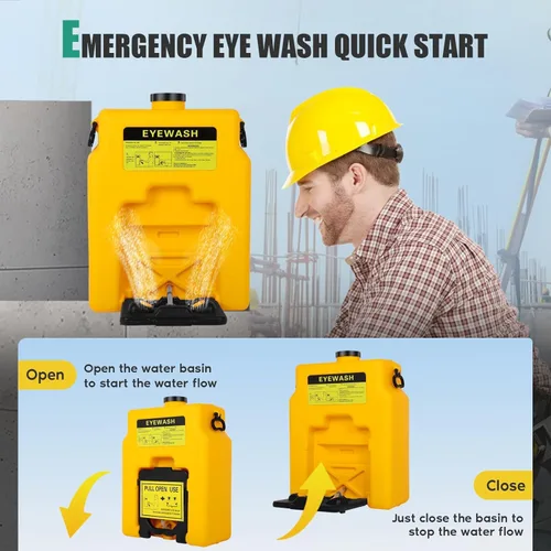 Miniatura 5 de Estación de lavado de ojos portátil de 14 galones, estación de lavado de ojos aprobada por OSHA, estación de lavado de ojos de emergencia alimentada