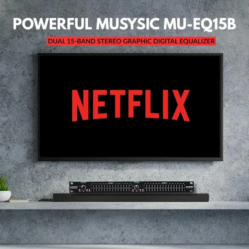 Miniatura 6 de MUSYSIC Ecualizador gráfico para audio doméstico Ecualizador estéreo de 15 bandas Montaje en rack EQ Ecualizador digital para el hogar, analizador