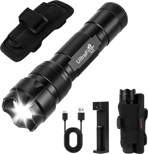 ULTRAFIRE Mini linterna de un solo modo con funda, 1200 lúmenes de alto lumen zoomable linterna LED de mano linterna de servicio con funda de
