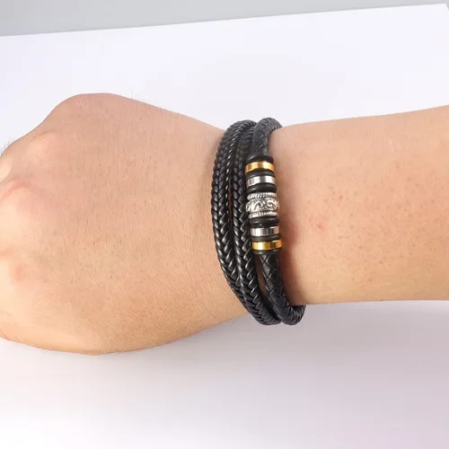 Miniatura 4 de Pulsera de cuero trenzado con texto en inglés To My Son "I Will Always Be with You', pulsera de cuero trenzado para hombre, hecha a mano, regalo
