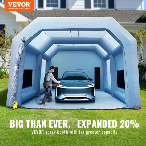 Miniatura 2 de VEVOR - Carpa inflable para pintar coches y camiones, gran refugio portátil con dos sopladores de alta potencia de 950W+1100W, refugio de pintura