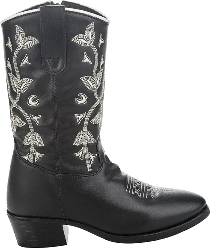 Miniatura 2 de TuffRider Botas occidentales florales negras para niños pequeños, color negro, con calcetines a rayas surtidos