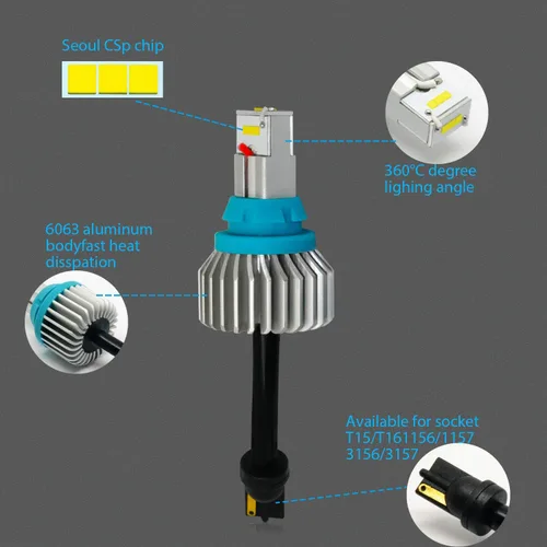 Miniatura 6 de Alla Lighting Brightest T15 912 921 CANBUS - Bombillas LED de marcha atrás, 6000 K, xenón blanco 16 W, 16 W, 194, 922, 921 KX, 912KX, 2400 lm, CSP