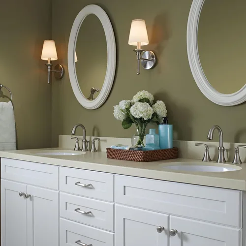 Miniatura 7 de Moen Wetherly WS84855SRN - Grifo de baño de dos manijas de níquel cepillado con válvula incluida, instalación montada en cubierta de 3 agujeros