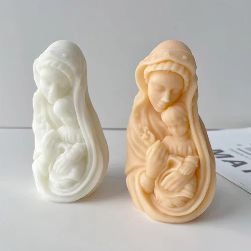 Miniatura 4 de Molde para velas de Virgen María, molde de silicona para hacer velas religiosas, molde de vela de belén para decoración del hogar y manualidades