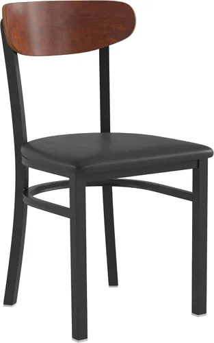 Miniatura 21 de Flash Furniture Wright - Silla de comedor comercial, respaldo de madera con acabado de abedul natural, asiento de vinilo negro, 500 libras
