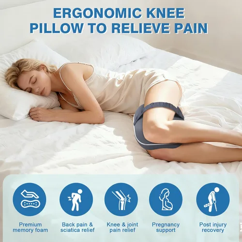 Miniatura 2 de SereneCloud Knee Pillow for Side Sleepers, Memory Foam Knee Pillow, Leg Pillows for Sciatica, Back, Hip, Knee & Ankle Pain Relief