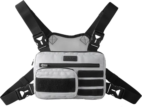 Miniatura 9 de Fitdom Paquete de Pecho Deportivo Utilitario Inspirado en Táctica. Bolsa de Pecho Para Hombres Con Soporte Para Teléfono Incorporado. Este Chaleco