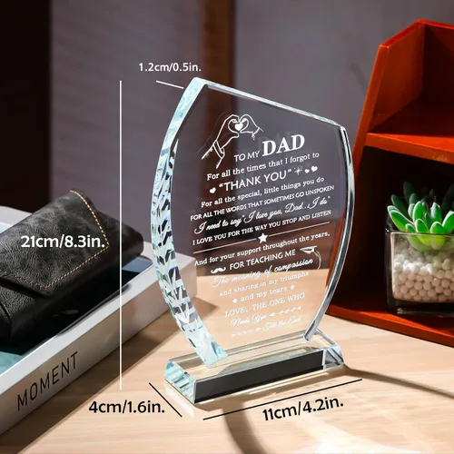 Miniatura 5 de Placa de Vidrio Movdyka Regalos de Cumpleaños para Papá de Hija e Hijo Único, Mejor Papá de Todos Para Mi Papá Regalos para Padre en Navidad Acción