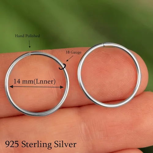 Miniatura 45 de Aretes de aro de oro de plata – Aretes de aro para mujer, dos piezas de aros de plata fina rellenos de oro, aro de hélice, anillo de tragus, aro