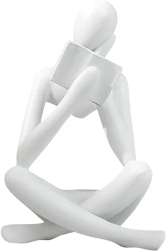 Miniatura 11 de Estatua de mujer de lectura, esculturas de pensador, adorno de arte abstracto, decoración de figura estética moderna, adecuada para el hogar, sala
