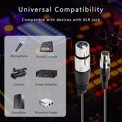 Miniatura 7 de XMSJSIY Adaptador de cable de audio XLR a XLR - Cable de micrófono de 3 pines a mini cable de micrófono de 3 pines para micrófono y cámara Lavalier
