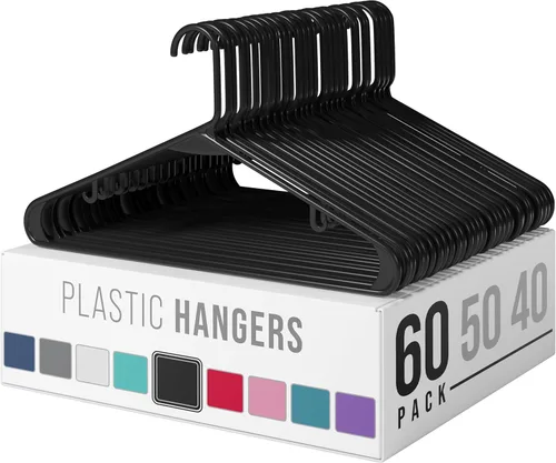 Miniatura 7 de Perchas de plástico para ropa, paquete de 20 unidades, ganchos de plástico color aguamarina, son perfectas para colgar abrigos y ahorrar espacio