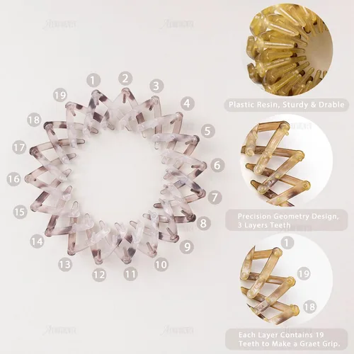 Miniatura 2 de AUEAR, Paquete de 7 pinzas para el cabello mágicas de nido de pájaros, accesorios para el cabello para mujer, coleteros para cola de caballo