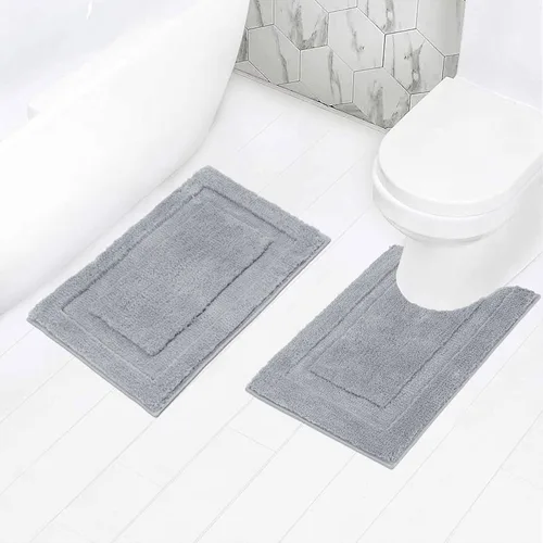 SHACOS Juego de alfombras pequeñas de baño de 2 piezas con tapetes de baño en forma de U, tapetes de inodoro de 16x24 + 20x24 pulgadas, tapetes de