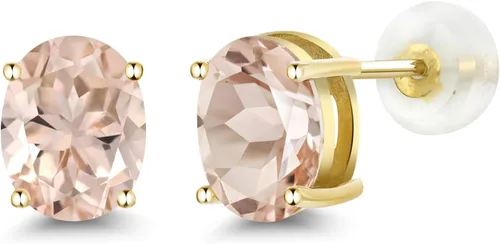 Miniatura 34 de Gem Stone King Aretes de oro de 14 quilates con piedra natal ovalada de 0.315 x 0.236 in Aretes de oro para mujer
