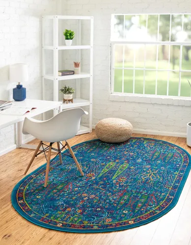 Miniatura 14 de Unique Loom Calypso Collection - Alfombra rectangular de 2 x 3 pies, color aguamarina y azul marino