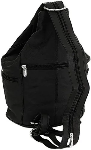 Miniatura 6 de Mochila convertible de cuero para mujer, 7 bolsillos, tamaño mediano, bolsa de hombro
