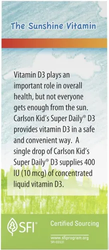 Miniatura 3 de Carlson - Super Daily D3 para niños, gotas de vitamina D para niños, 400 UI por gota, suministro de 1 año, salud cardíaca e inmunológica