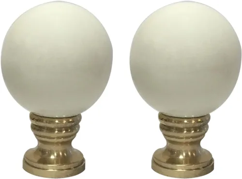 Miniatura 11 de Royal Designs Esfera de cerámica de 1.75 pulgadas para pantalla de lámpara, blanco, base de latón pulido