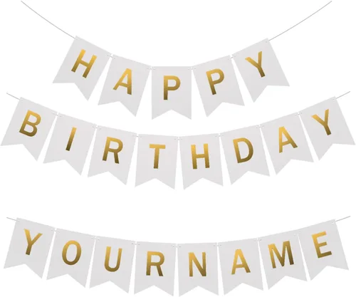 Miniatura 6 de Cartel de cumpleaños personalizado con nombre, haz tu propio banderín de feliz cumpleaños para fiesta de cumpleaños, letrero negro con 26 pancartas