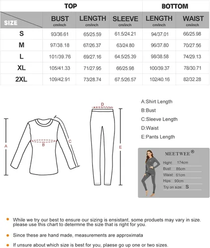 Miniatura 7 de MEETWEE Ropa interior térmica para mujer, Long Johns Ski para clima frío, capa base, cálida parte superior e inferior de invierno para correr