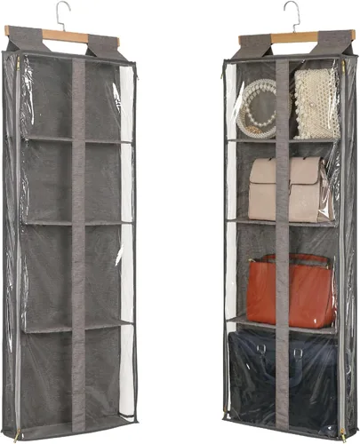 Miniatura 12 de Almacenamiento de hilo colgante con 4 bolsillos grandes, organizador de tejido transparente con cremalleras para los amantes del ganchillo, soporte