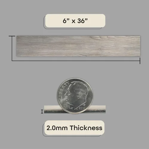 Miniatura 3 de Tablones de Vinilo Autoadhesivos para Suelo Tivoli II, Paquete de 10 - 6" x 36", Abeto Plateado - Despegar y Pegar, Suelos de Bricolaje - Sensación
