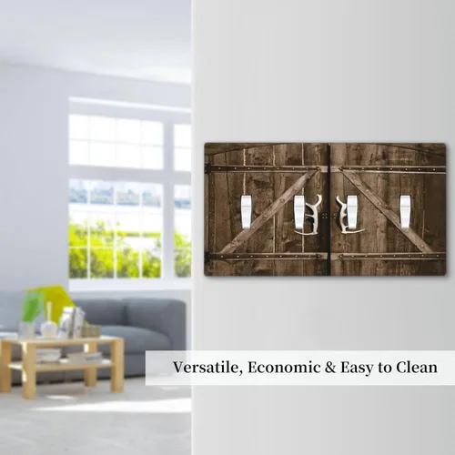 Miniatura 1180 de Placa Decorativa de Pared de Granja Rústica con Cuerno de Madera para Puerta de Granero 1 Banda Duplex Cubiertas de Toma Eléctrica Soltera