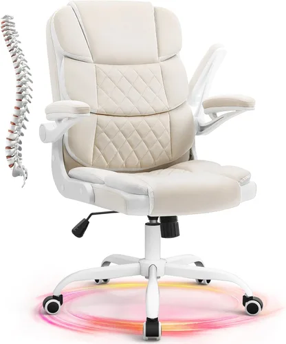 Miniatura 9 de SEATZONE Silla de Escritorio Rosa Silla de Oficina Ejecutiva Moderna con Brazos Silla de Escritorio de Computadora de Piel Sintética para Niñas
