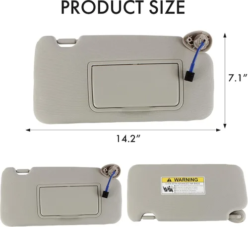 Miniatura 3 de PEVEST Visera Solar con Luces y Espejo LH Lado del Conductor - Interior Gris Platino para Honda HR-V EX-L/EX/LX/Sport 2016-2022 Reemplaza