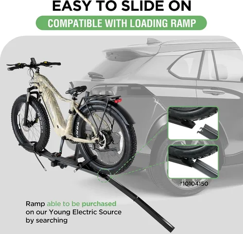 Miniatura 8 de Young 100 libras. Estante de aluminio para bicicletas y bicicletas eléctricas, se adapta a automóviles, SUV, furgonetas, caravanas y remolques