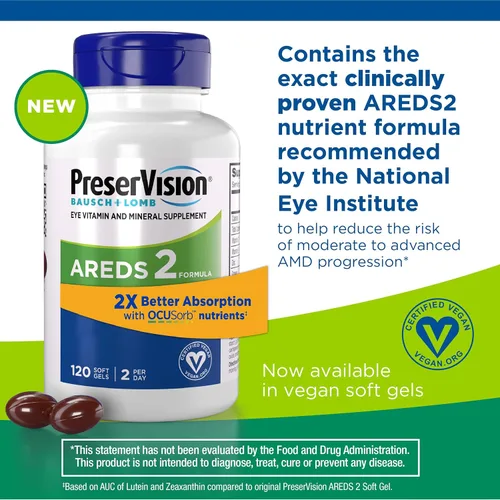 Miniatura 8 de PreserVision AREDS 2 Suplemento vitamínico y mineral para ojos con OCUSorb, 120 geles suaves veganos, contiene luteína, zeaxantina, vitamina C