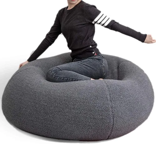Miniatura 3 de Puf grande de forro polar de cachemira, sin relleno, asiento de suelo, futón, sofá cama perezoso, tatami, cómodo sillón reclinable