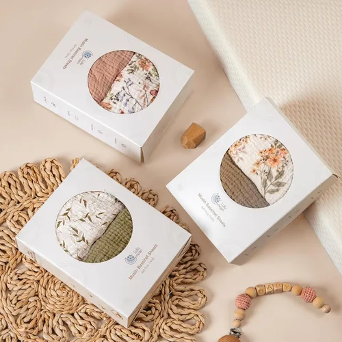 Miniatura 100 de lulumoon Sábanas de muselina para moisés para bebé: sábanas ajustables suaves para moisés de cabecera para niños y niñas Oliva y Crema