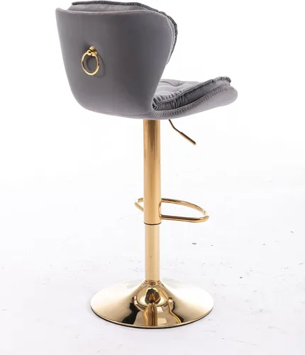 Miniatura 7 de Set of 2 Stools,with Footrest,Velvet,Metal Leg, Upholstered,Base Swivel, Height Adjustable,Comfortable Seating,with backrest,Living Room, Dining