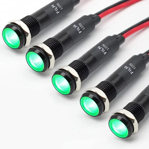 Miniatura 25 de 5 piezas 8 mm (5/16'') luz indicadora LED Luz indicadora 110V 120V lámpara piloto de metal Aluminio negro anodizado impermeable ip67 Luz de señal