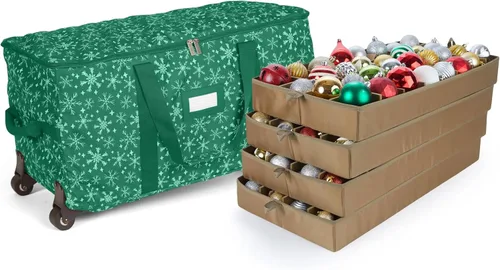 Miniatura 54 de Covermates Keepsakes Bolsa de almacenamiento ajustable para adornos, poliéster resistente, separadores acolchados y bandejas FlexGrid, organizador