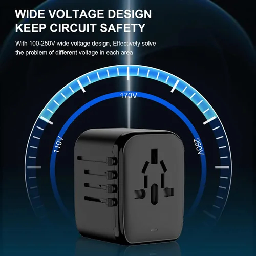 Miniatura 8 de Adaptador de Viaje Universal, VYLEE 5 en 1 Adaptador de Corriente Internacional, 3.5A 2xUSB-A y 2xUSB-C Cargador de Pared, Enchufe Esencial de Viaje