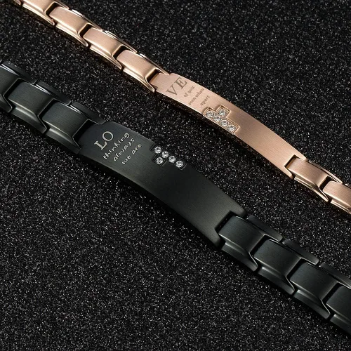 Miniatura 3 de Wolentty Pulseras de distancia para parejas, pulseras de amor a juego, regalo para hombres y mujeres, San Valentín, Metal, Circonita cúbica