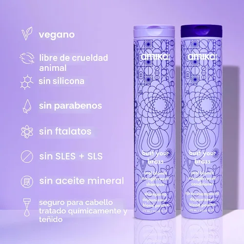 Miniatura 9 de amika bust your brass cool blonde strength repair shampoo