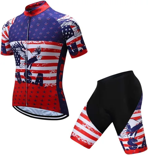 JPOJPO hombres ciclismo Jersey conjunto,Bicicletas de la ropa del equipo pro manga corta MTB Bike Ropa Ciclismo,