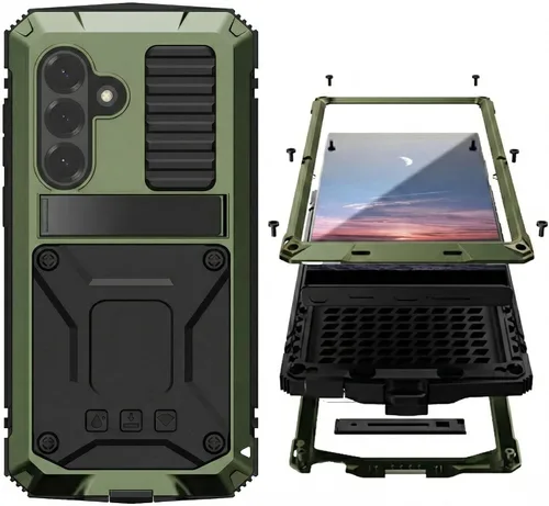 Miniatura 29 de Simicoo Samsung S22 - Funda de metal con protector de pantalla y protector de cámara, resistente a los golpes, con soporte, cubierta completa