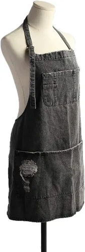 Miniatura 18 de Delantal Tobyan de Mezclilla de Algodón Suave - Delantal Unisex Ajustable con Babero de 5 Bolsillos Perfecto para Cocinas ZD-azul