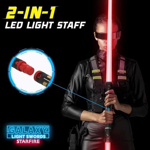 Miniatura 3 de USA Toyz Crossbeam Galaxy - Espada iluminada para niños o adultos, juego de espadas de doble luz 2 en 1 con sonido FX, 6 LED que cambian
