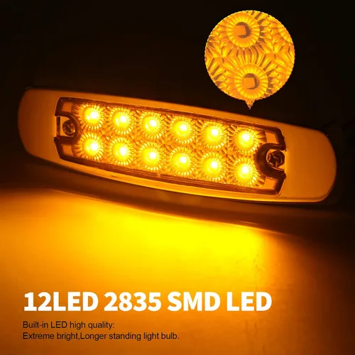 Miniatura 6 de Tallew 30 unidades de luces de posición laterales LED ámbar de 6.4 pulgadas, 12 diodos, luces indicadoras de giro delanteras y traseras