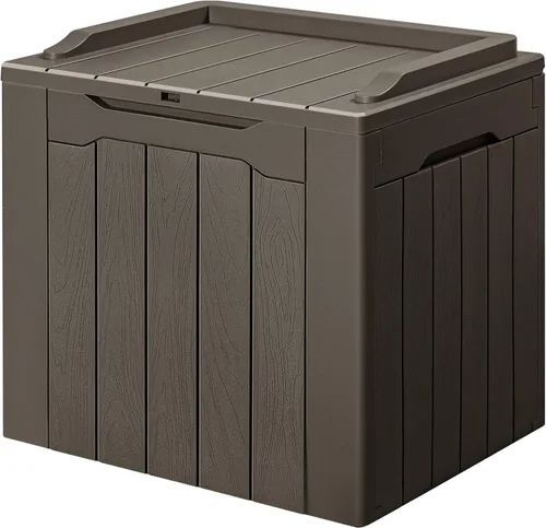 Miniatura 10 de GUNJI Caja pequeña de 30 galones para exteriores, impermeable, de resina, contenedor de almacenamiento con cerradura, caja de entrega de paquete