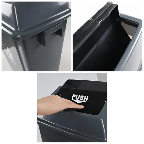 Miniatura 3 de Cubo de basura de 13 galones con tapa abatible (paquete de 4) – Cubo de basura de plástico comercial duradero, parte superior extraíble para una